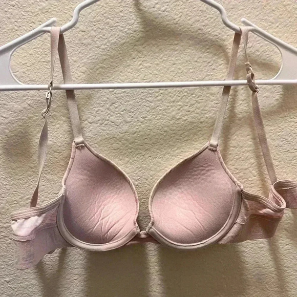 SO Pink and white striped push up bra 34B LOVE details on band - Picture 6 of 9